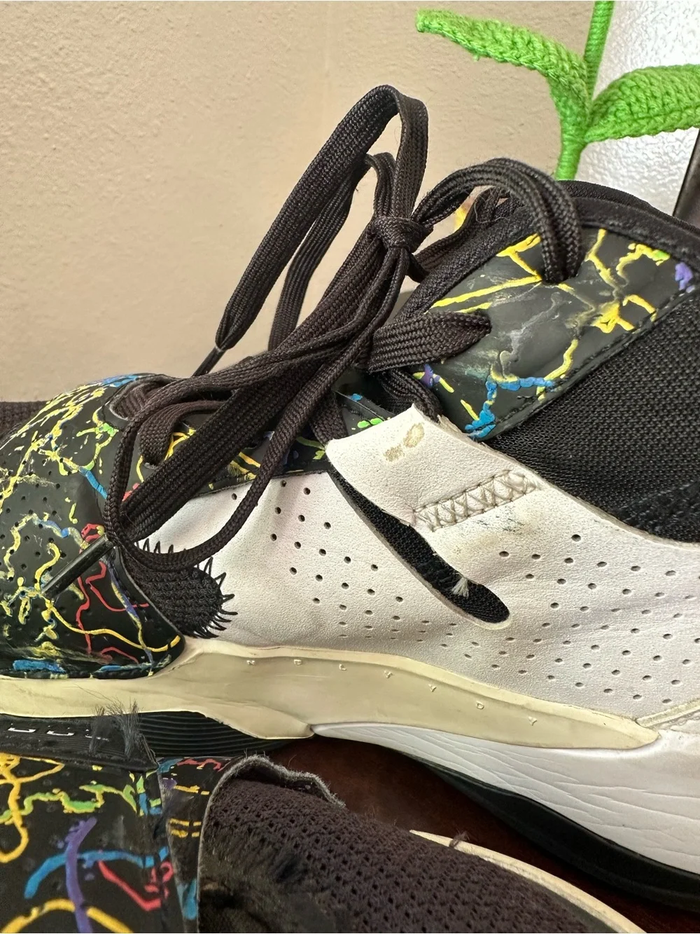 Jordan Black Sneakers with Neon Multicolor Splatter